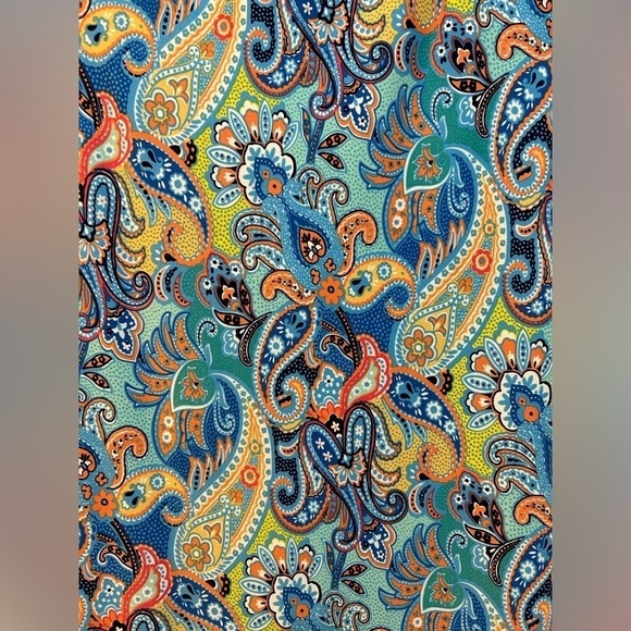 Karin Stevens Dress Colorful Paisley Stretch Short Cap Sleeve Knee Length Sz L - Picture 4 of 7